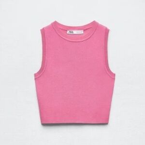 Zara Pink Cropped Knit Tank